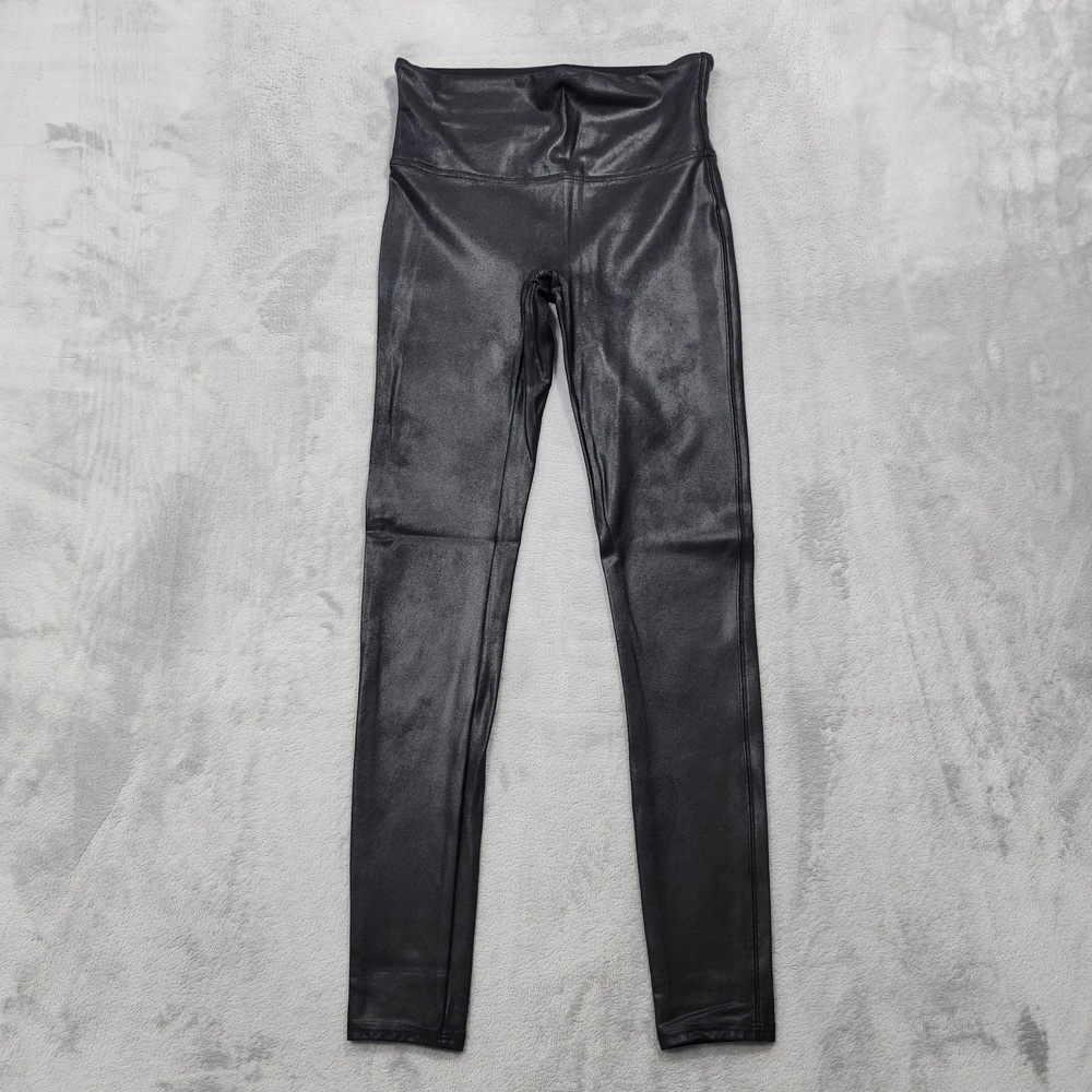 Spanx Leggings Womens M Black High Rise Faux Leather Ankle Stretch Shaping